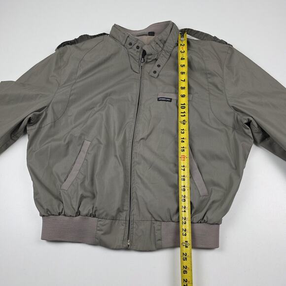 Vintage Members Only Jacket Mens 44 Gray Iconic Racer Bomber Epaulets Zip 80s - Picture 2 of 11